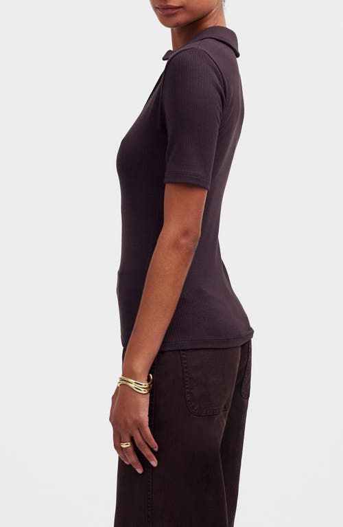 Madewell Drapey Rib Polo In Dark Carob