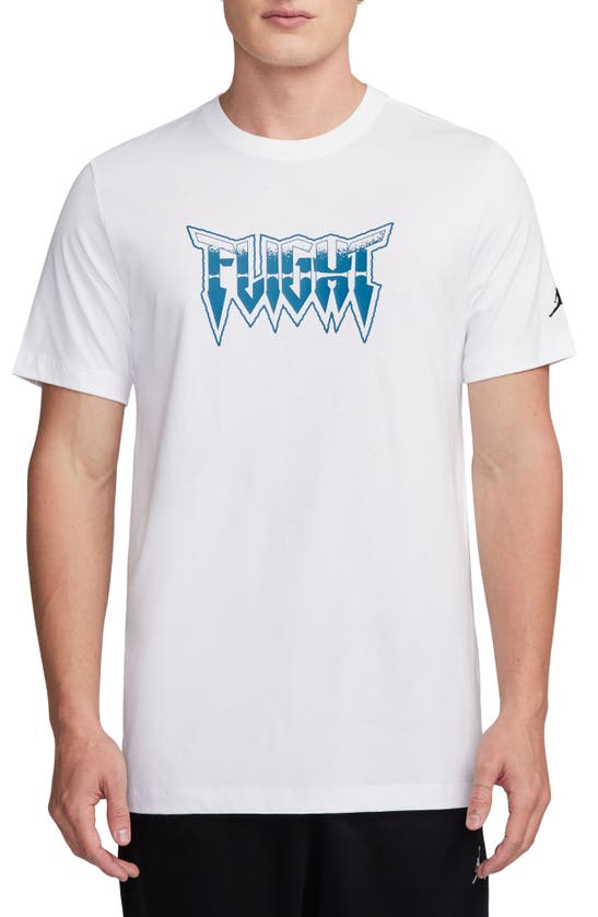 Shop Jordan Flight Skull Graphic T-shirt In White/ Industrial Blue/ Black