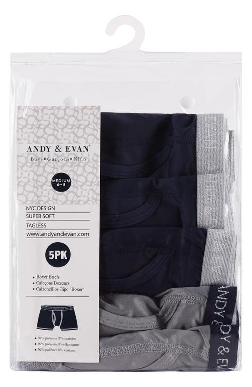 Shop Andy & Evan Kids' Assorted 5-pack Boxer Briefs In Navy/grey