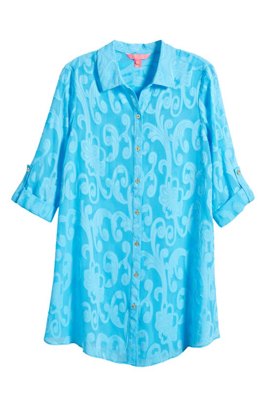 Lilly Pulitzer Natalie Cover-up Dress In Cumulus Blue Poly