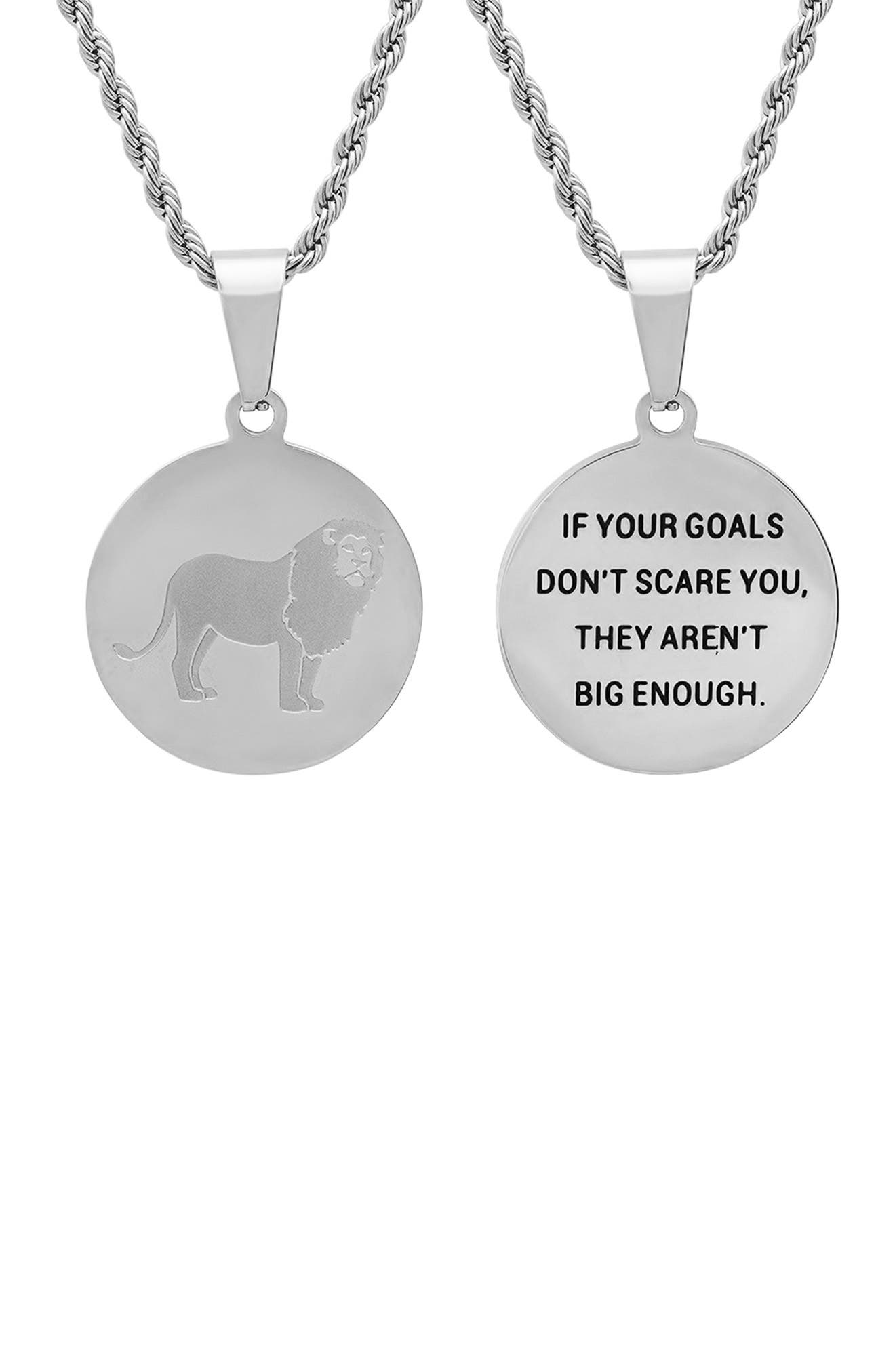 Hmy Jewelry Stainless Steel Goals Necklace In Metallic