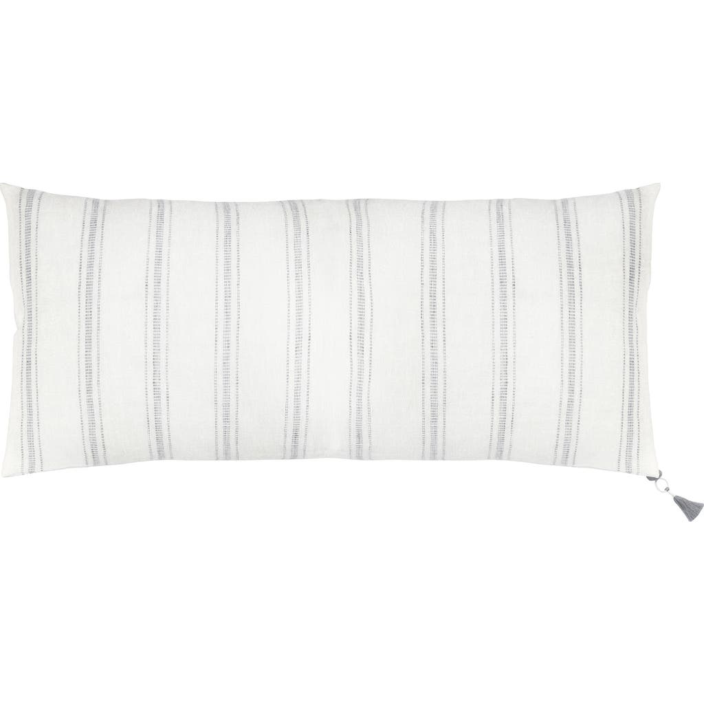 Anaya Linen Pillow With Down Alternative Insert In White With Grey Stripes