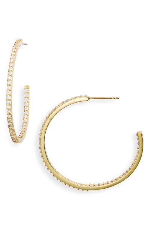 SHYMI Cubic Zirconia Pavé Inside Out Hoop Earrings in Gold/White at Nordstrom