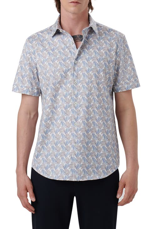 OoohCotton® Palm Print Button-Up Shirt