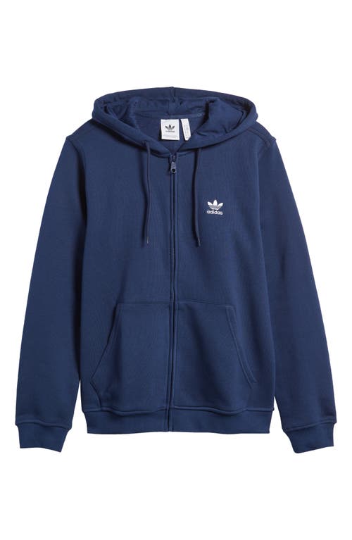 Shop Adidas Originals Trefoil Essentials Fleece Zip Hoodie In Night Indigo