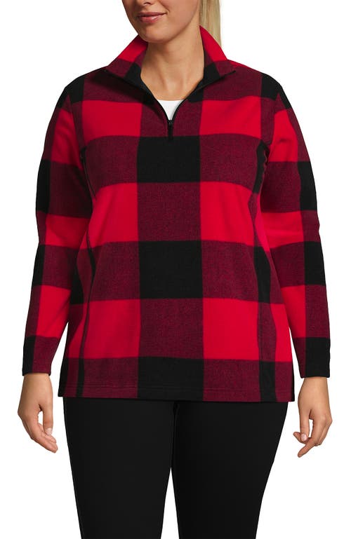 Shop Lands' End Anyweather Fleece Quarter Zip Pullover In Heritage Red Buffalo Check