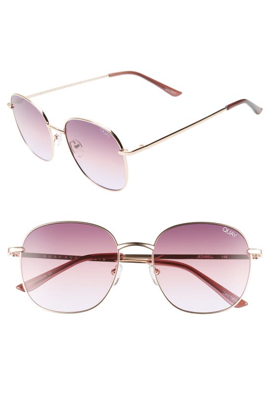 Quay Jezabell 57mm Round Sunglasses In Rose / Purple Pink Fade