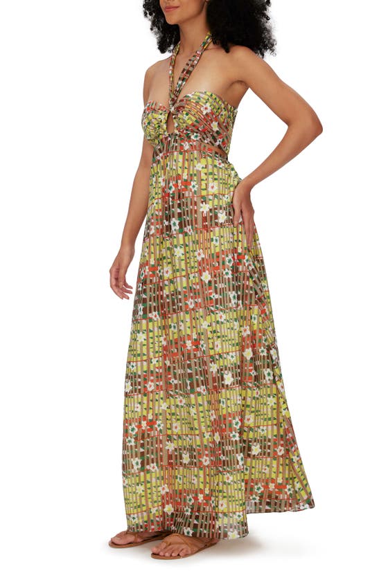 Shop Diane Von Furstenberg Ainslina Floral Check Cotton & Silk Maxi Dress In Garden Check