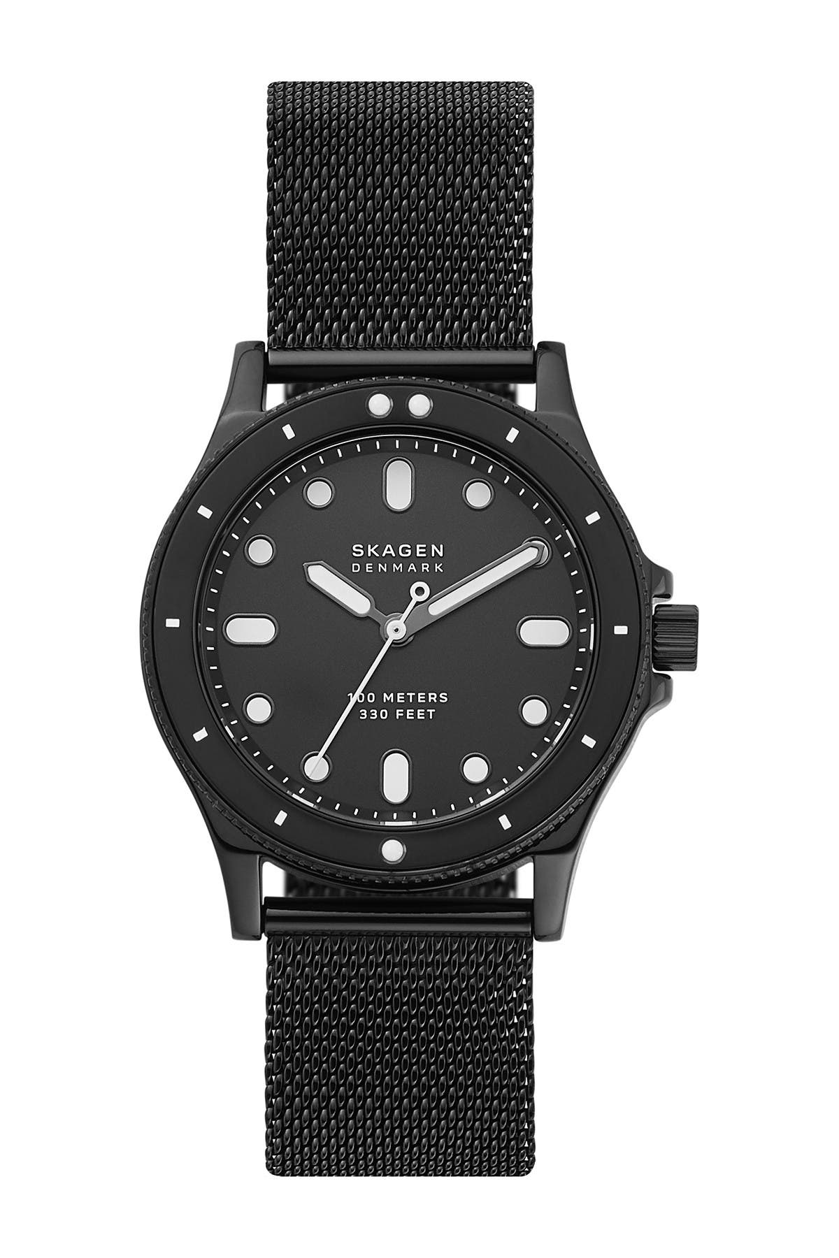 skagen black mesh watch