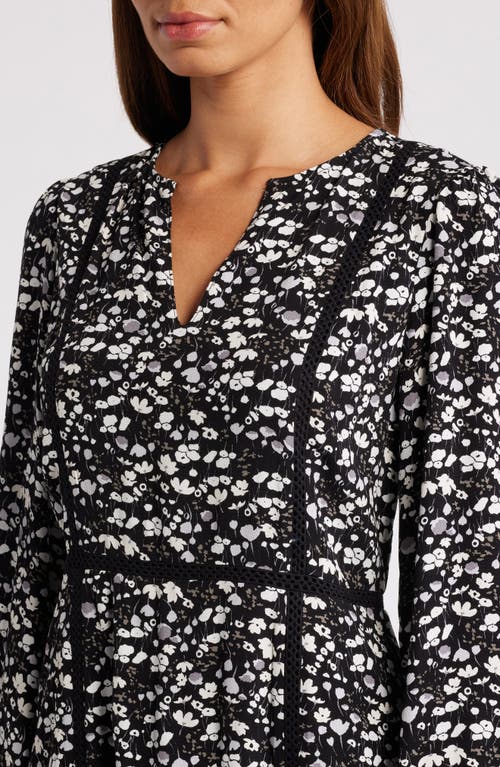 Shop Caslonr Caslon(r) Floral Long Sleeve Dress In Black- Grey Floral Fields