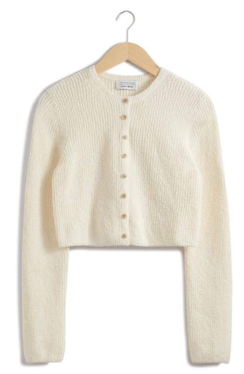 Shop & Other Stories Crop Cotton Cardigan In White Dusty Light