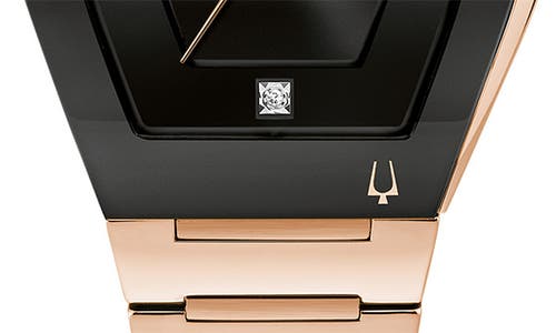 Bulova Modern Gemini Womens Diamond Accent Rose Goldtone Stainless Steel Bracelet Watch 97p158 In Transparent