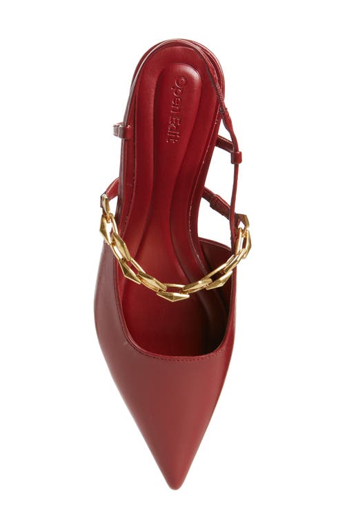 Shop Open Edit Olympia Snakeskin Embossed Slingback Flat In Red Dahlia