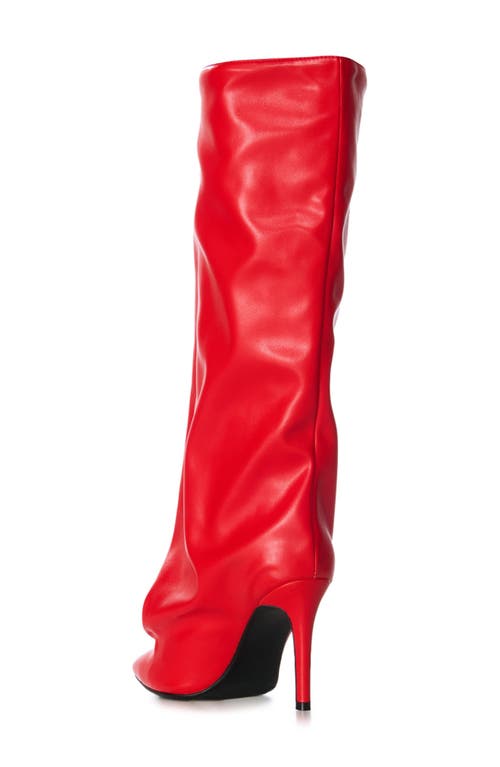 Shop Azalea Wang Couture Crazy Pointy Toe Knee High Boot In Red