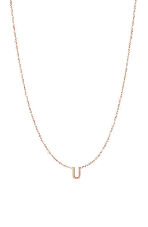 BYCHARI Initial Pendant Necklace in 14K Rose Gold-U at Nordstrom