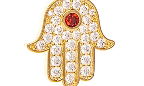 Shop Rivka Friedman Cz Hamsa Pendant Necklace In 18k Gold Clad/ruby Cystal