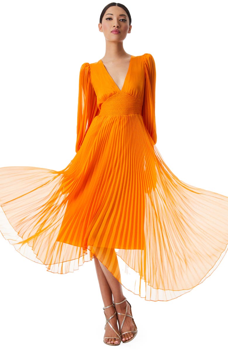 Alice Olivia Sion Sunbrust Pleated Long Sleeve Dress Nordstrom Alice Olivia Sion Sunbrust Pleated Long Sleeve Dress Nordstrom