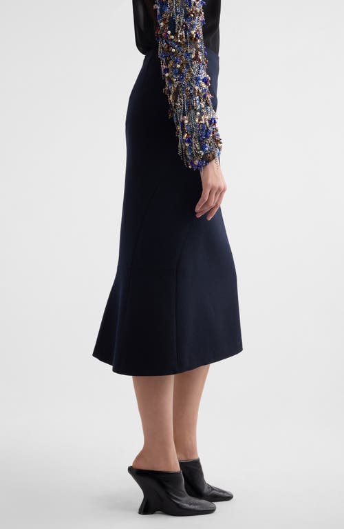 Shop Dries Van Noten Sibyl Wool Midi Skirt In Navy