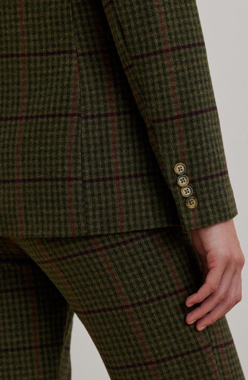 Shop Ralph Lauren Lauren Check Double Breasted Jacket In Olive Multi