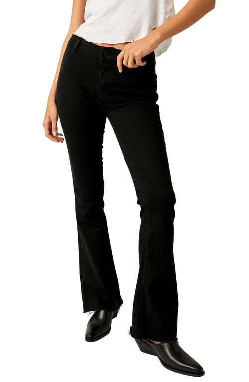 Free People Level Up Side Slit Bootcut Jeans Pitch Black at Nordstrom,