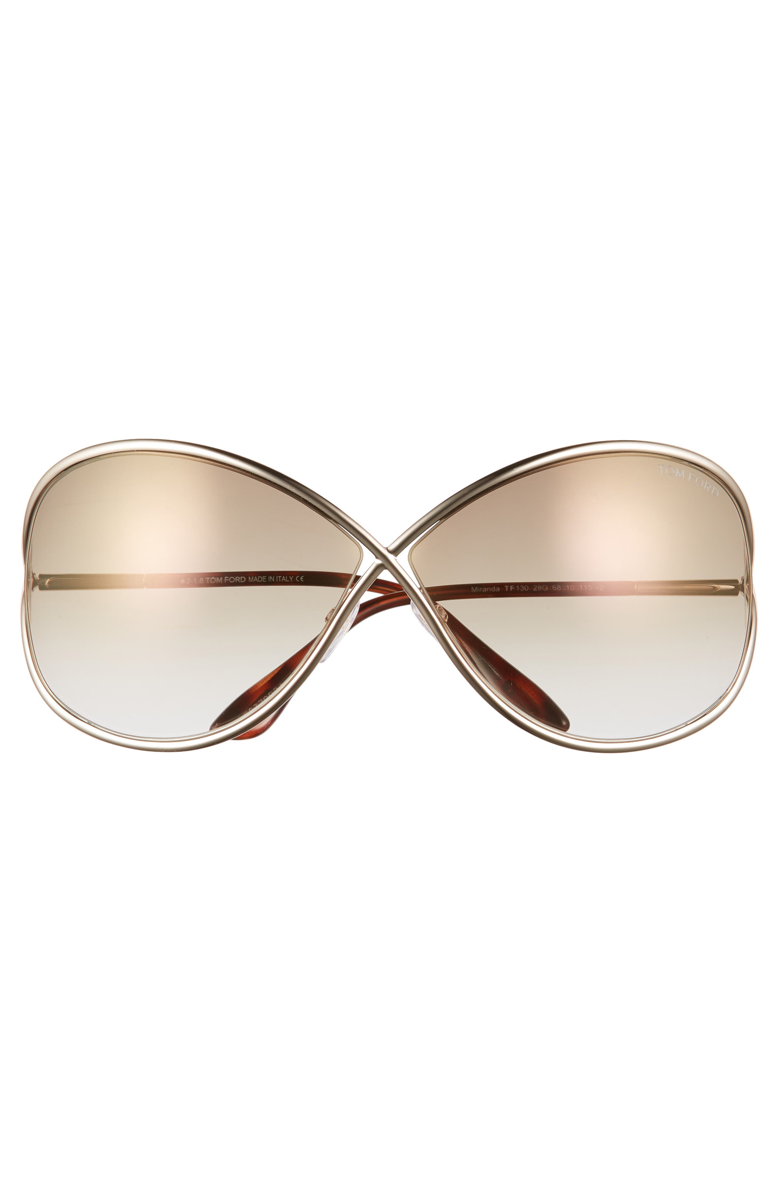 TOM FORD Miranda 68mm Open Temple Oversize Metal Sunglasses in Shiny Rose  Gold/Brown | Smart Closet