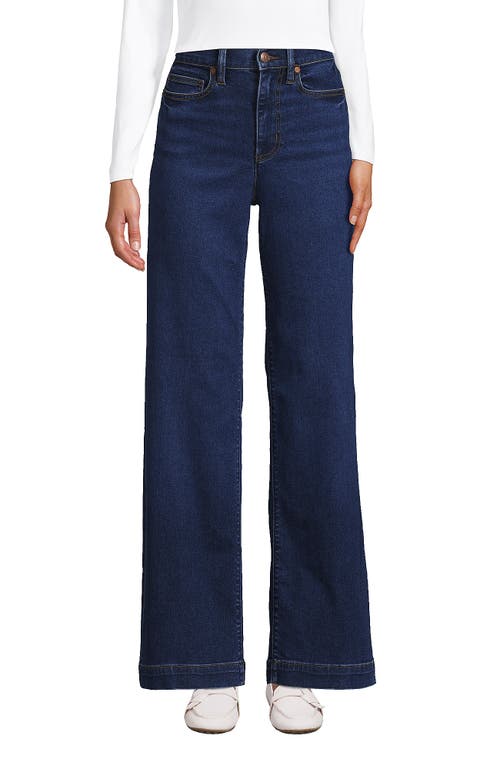 Shop Lands' End Recover High Rise Wide Leg Blue Jeans In Port Indigo