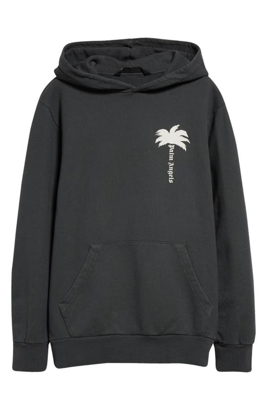 Shop Palm Angels The Palm Cotton French Terry Hoodie In Dark Grey Off White