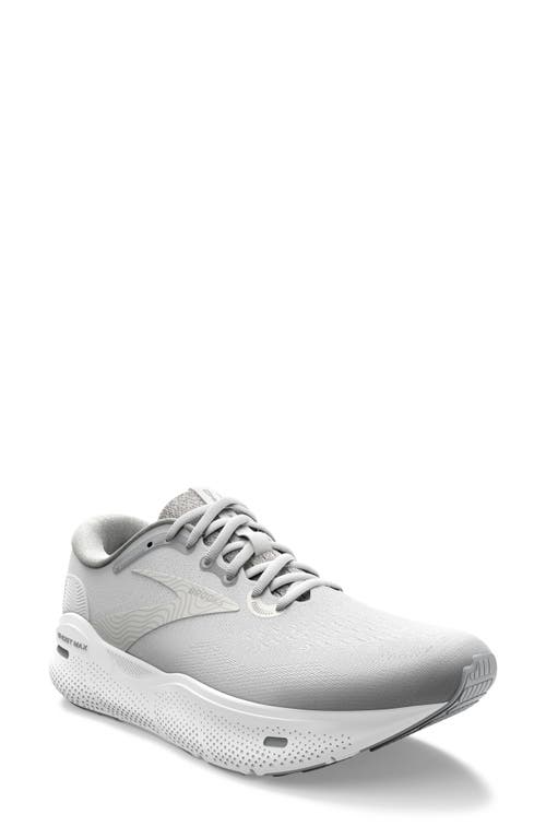 Brooks Ghost Max Running Shoe In White/oyster/metallic Silver