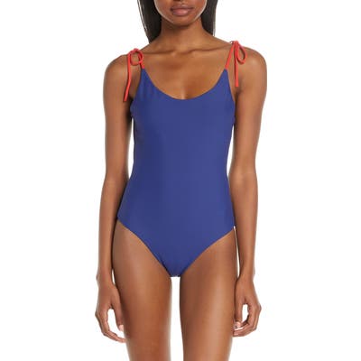 Onia Ginny Gingham One-Piece Swimsuit, Blue