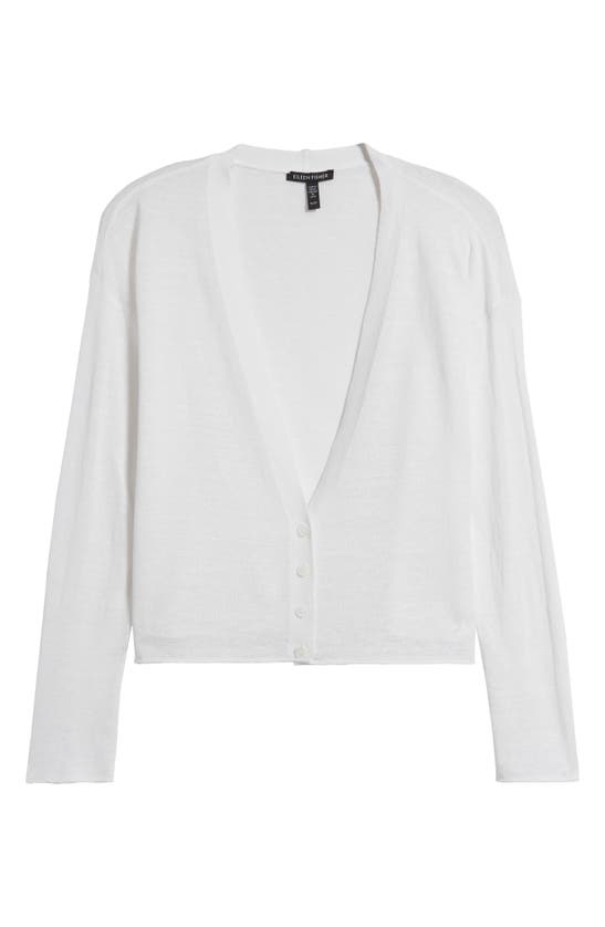 Shop Eileen Fisher V-neck Organic Linen & Organic Cotton Cardigan In White