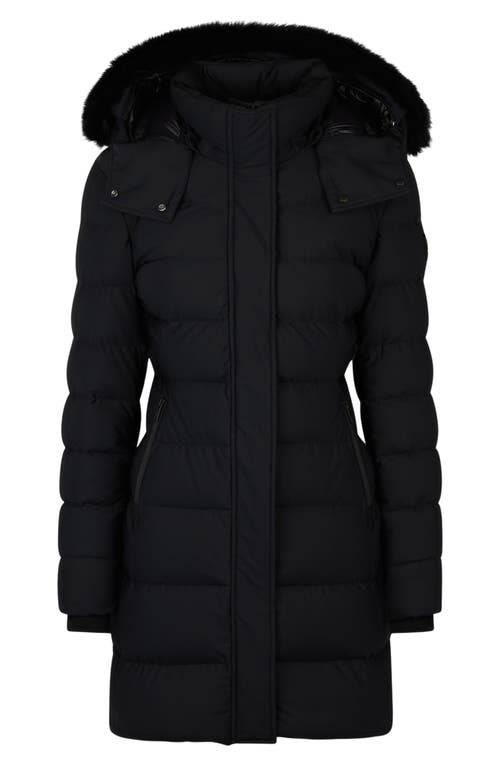 Moose Knuckles Watershed 3 Water Resistant 800 Fill Power Down Puffer Coat with Genuine Shearling Trim Removable Hood in Black
