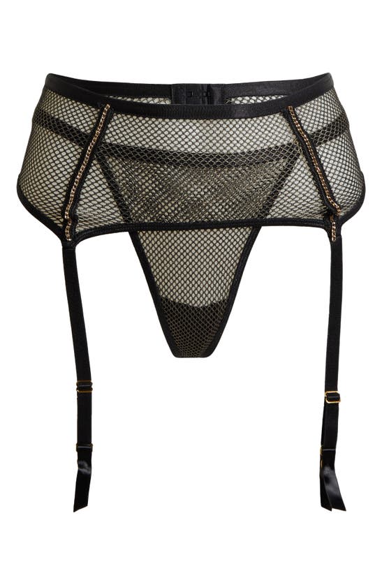 COQUETTE COQUETTE SHIMMERY FISHNET THONG & GARTER BELT SET