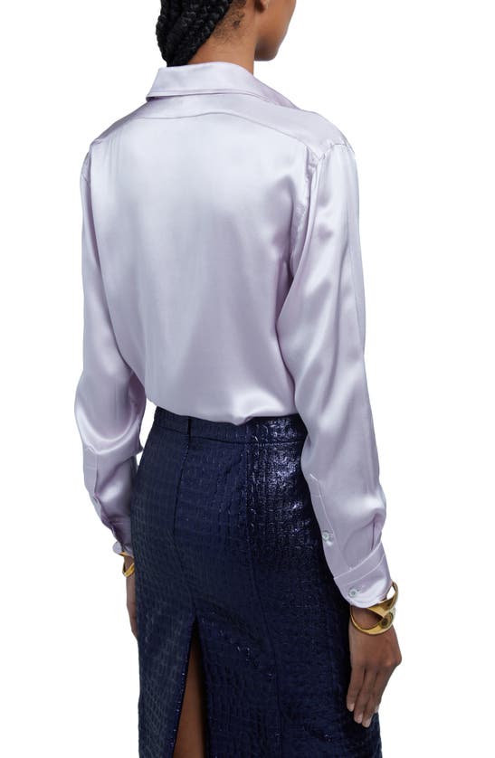 Shop Tom Ford Pleated Silk Charmeuse Button-up Shirt In Air Blue