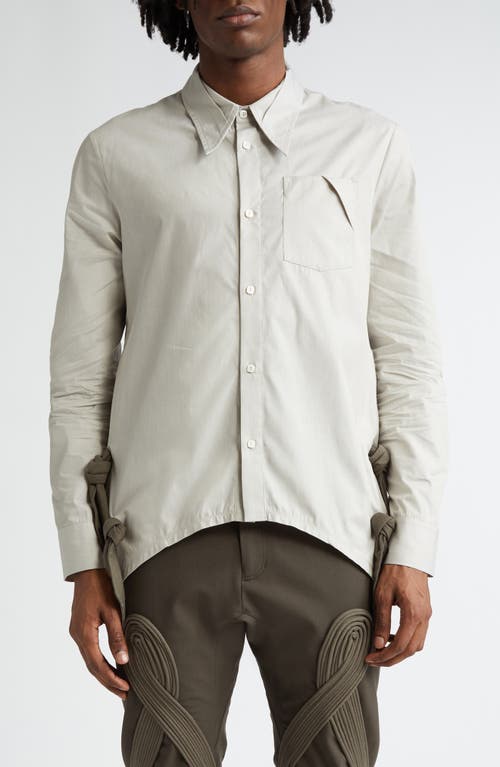 KIKO KOSTADINOV Rino Twisted Jersey Button-Up Shirt in Moss Green Stripe /Taupe at Nordstrom, Size 36 Us