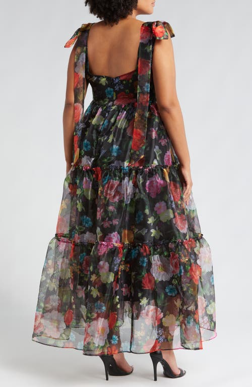 Shop Chelsea28 Floral Bow Shoulder Maxi Dress In Black Multi Floral