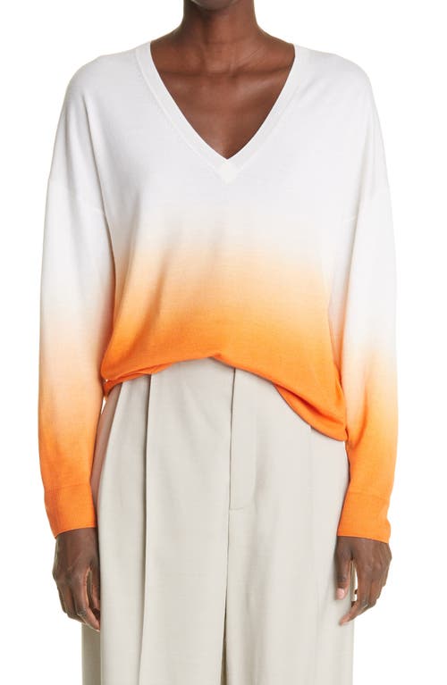 St. John Collection Dip Dye Wool-Silk Sweater in Cror Cream/Orange