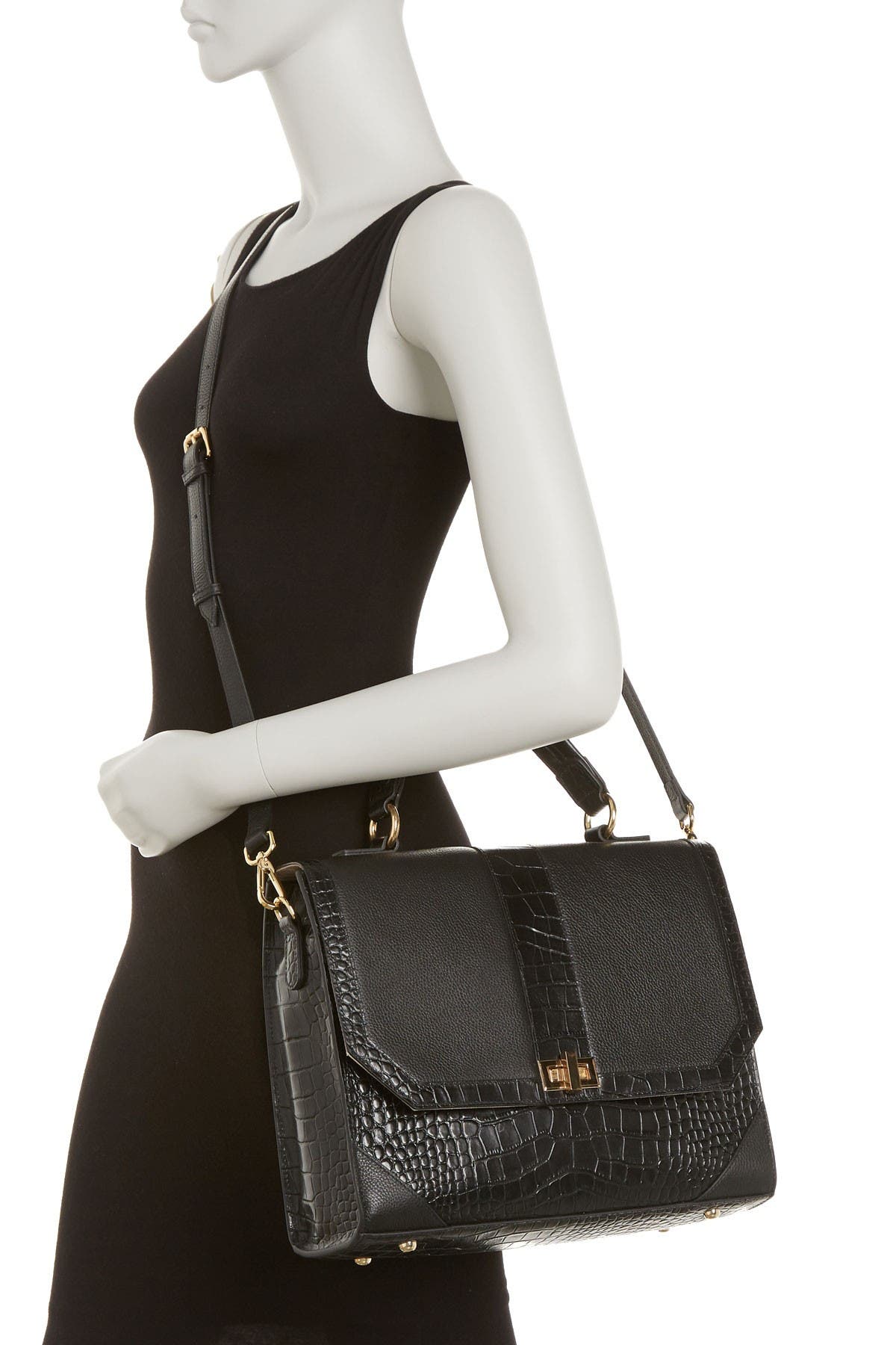 Vicenzo Leather Heather Leather Satchel In Black