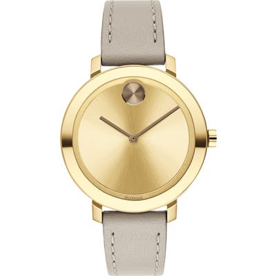 Movado Bold Leather Strap Watch,