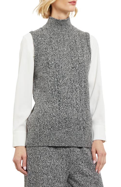 Shop Misook Cable Knit Sleeveless Top In Black/new Ivory