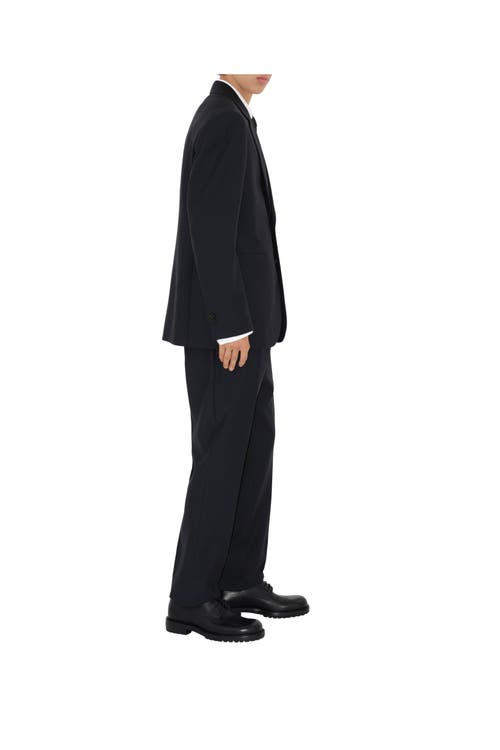 Burberry Classic Fit Triple Stud Wool Mohair Tailored Trousers In Navy