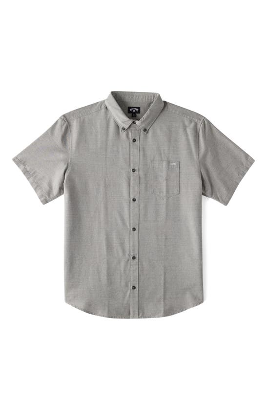 Shop Billabong Kids' All Day Short Sleeve Button-down Shirt In Light Grey