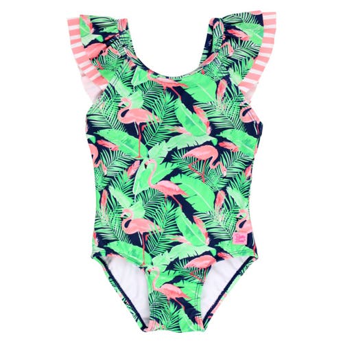 Shop Rufflebutts Toddler Girls V-back One Piece In Flamingo Frenzy