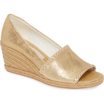 Jack Rogers Palmer Wedge Peep Toe Espadrille- Metallic