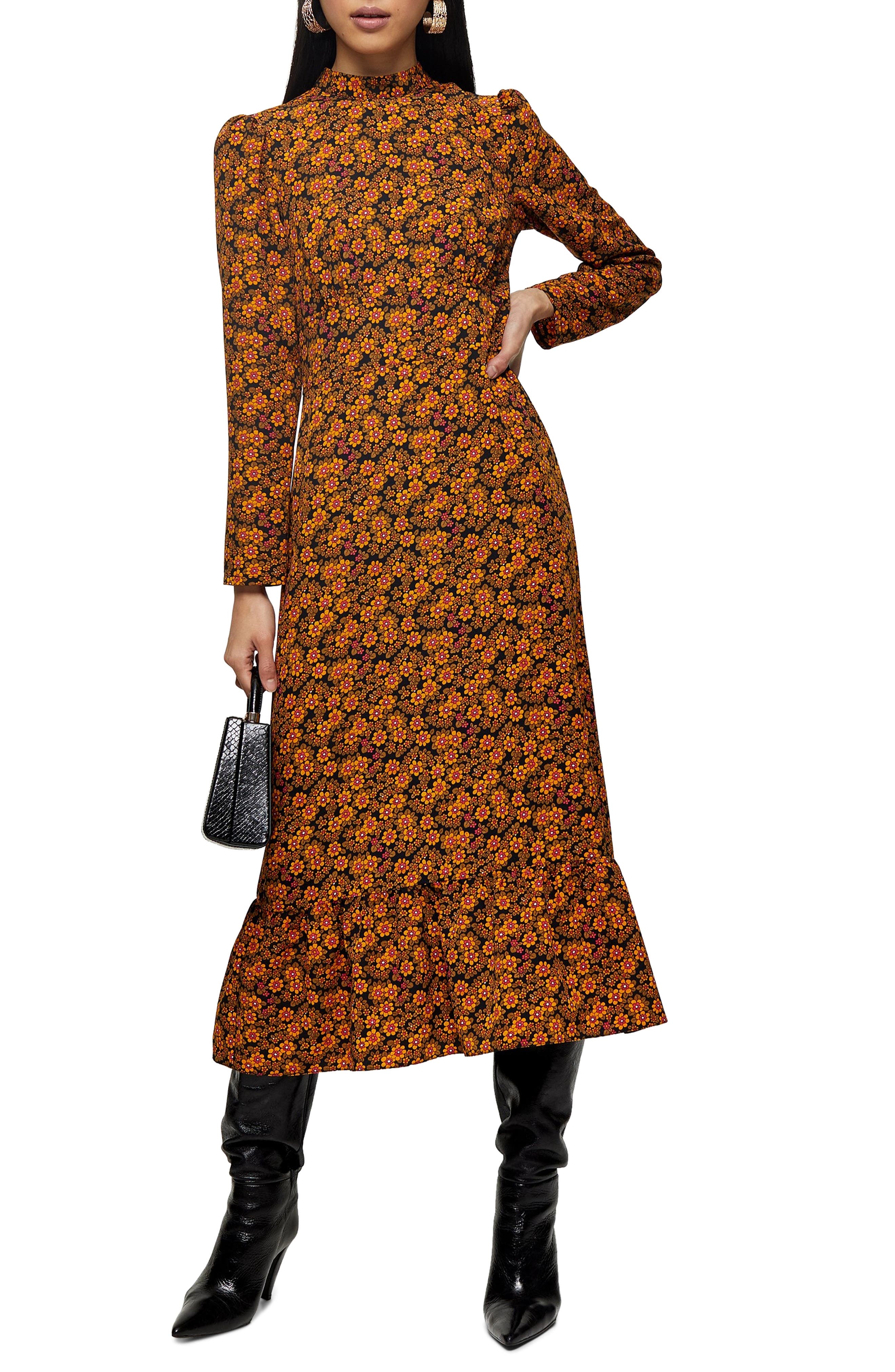 Archive Floral Print Long Sleeve Midi Dress Nordstrom