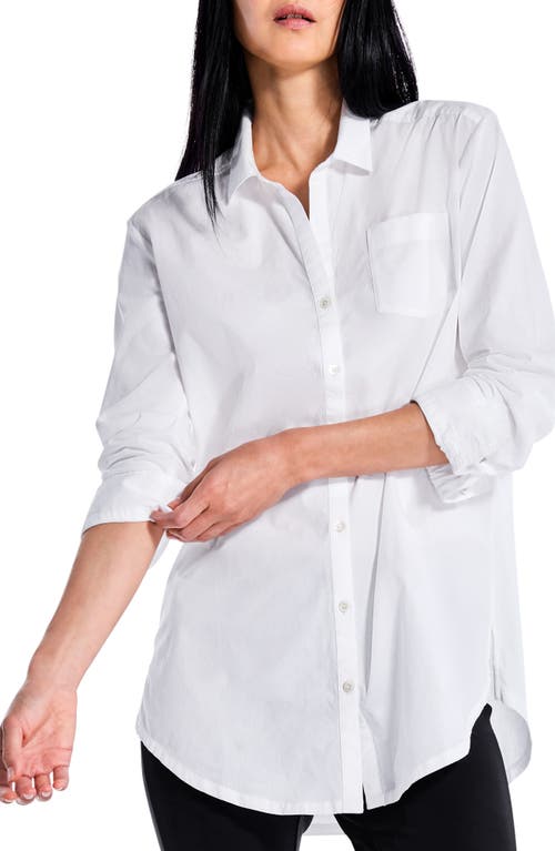 NIC+ZOE Girlfriend Legging Button-Up Shirt in Paper White