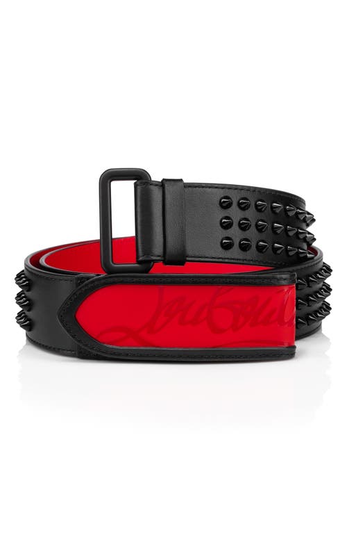 Christian Louboutin Men's Loubi Sneaker Spiked Belt In Black/loubi/black