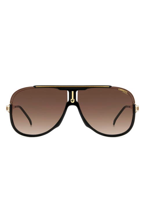 Carrera Eyewear 64mm Oversize Aviator Sunglasses In Black Gold/brown Gradient