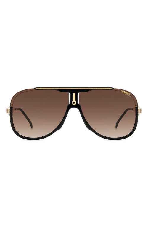 Carrera Eyewear 64mm Oversize Aviator Sunglasses in Black Gold/Brown Gradient at Nordstrom