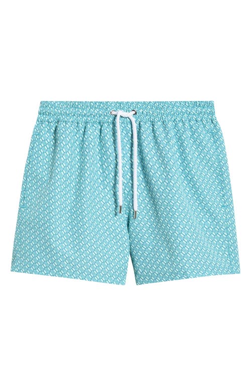 Shop Frescobol Carioca Angra Swim Trunks In White Sand And Club Green