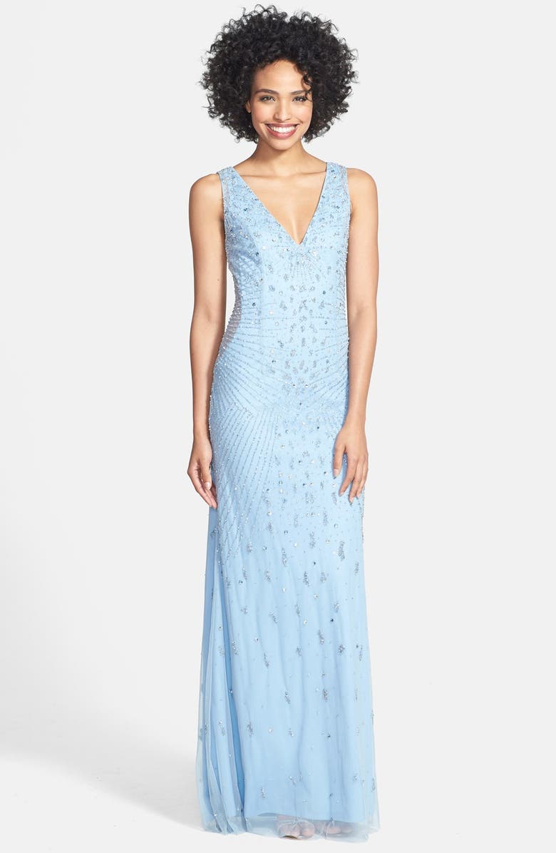 Adrianna Papell Beaded V-neck Gown | Nordstrom